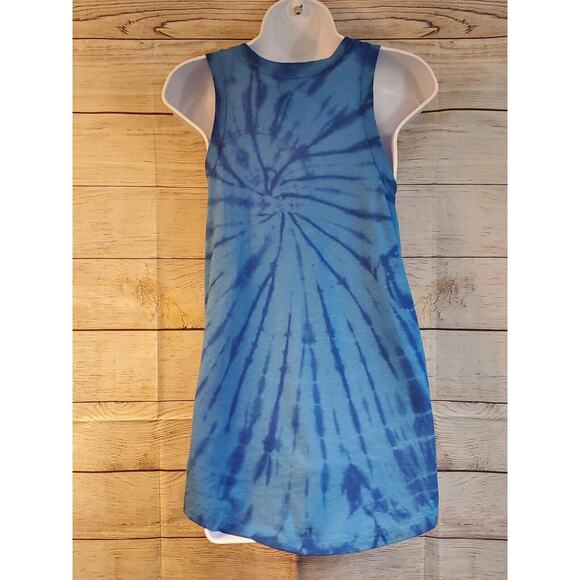 Victoria’s Secret PINK "What the Fourth" Sleeveless Shirt Sz XS Blue Tie Dye - Picture 2 of 4